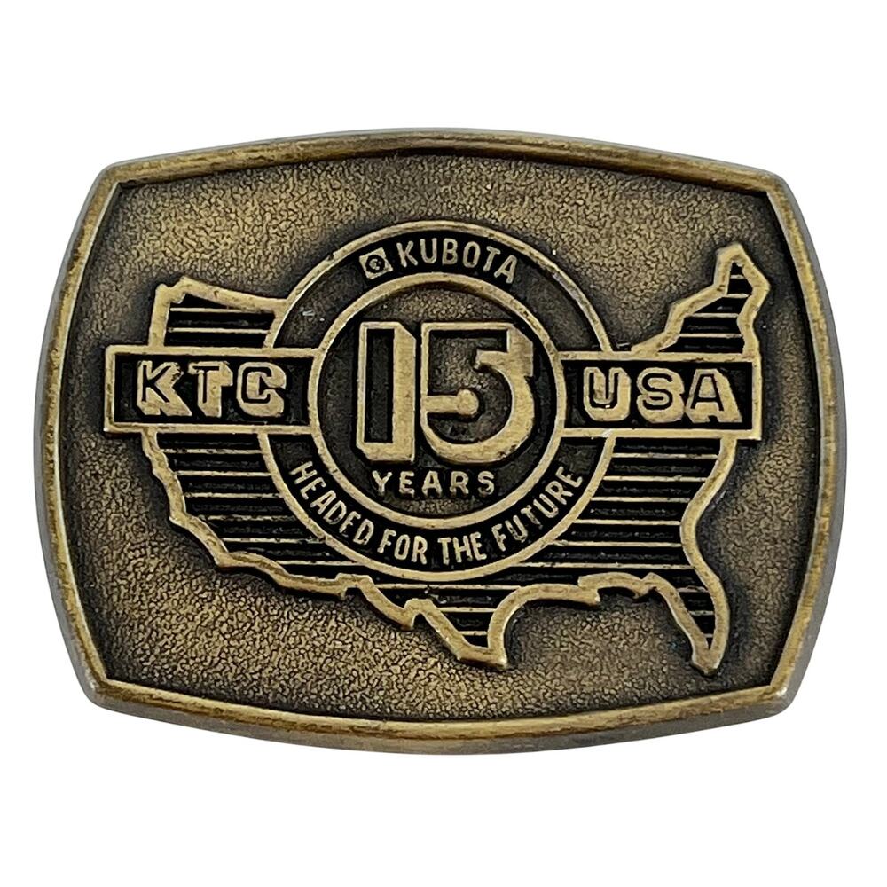 80s Kubota Tractor belt buckle 15th Anniversary 1980s vintage